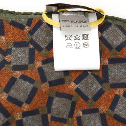 【新品】カナーリ CANALI シルク プリント ポケットチーフ ライトブラウンxグリーン【 状態ランクN 】【 メンズ 】