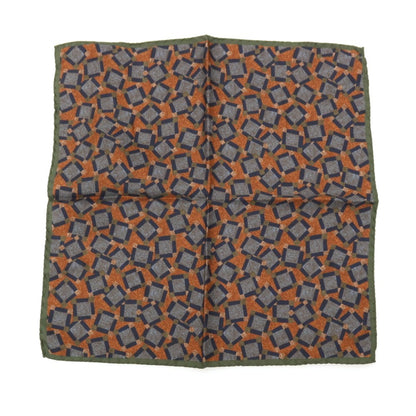 【新品】カナーリ CANALI シルク プリント ポケットチーフ ライトブラウンxグリーン【 状態ランクN 】【 メンズ 】