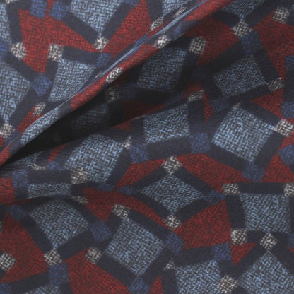 【新品】カナーリ CANALI シルク プリント ポケットチーフ ネイビーxバーガンディ【 状態ランクN 】【 メンズ 】