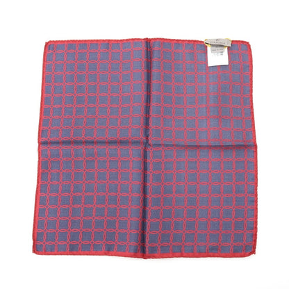 【新品】カナーリ CANALI シルク プリント ポケットチーフ レッドxダークネイビー【 状態ランクN 】【 メンズ 】