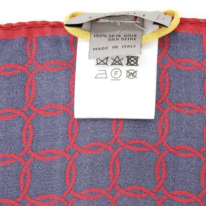 【新品】カナーリ CANALI シルク プリント ポケットチーフ レッドxダークネイビー【 状態ランクN 】【 メンズ 】