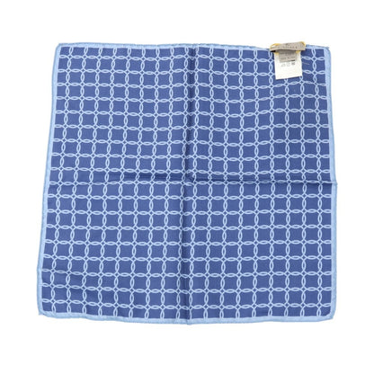 【新品アウトレット】カナーリ CANALI シルク プリント ポケットチーフ ライトブルーxネイビー【 状態ランクN- 】【 メンズ 】