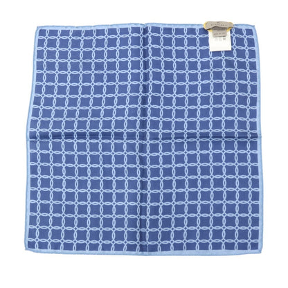 【新品】カナーリ CANALI シルク プリント ポケットチーフ ライトブルーxネイビー【 状態ランクN 】【 メンズ 】