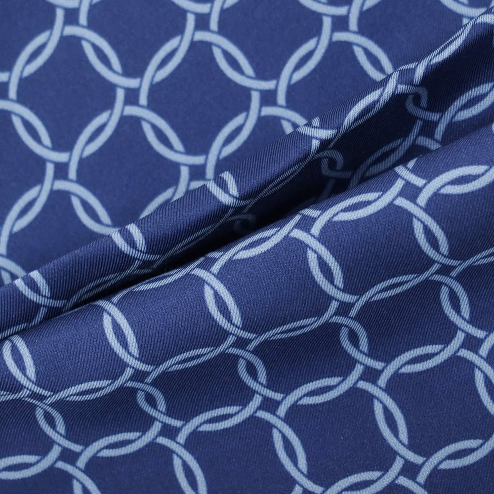 【新品】カナーリ CANALI シルク プリント ポケットチーフ ライトブルーxネイビー【 状態ランクN 】【 メンズ 】