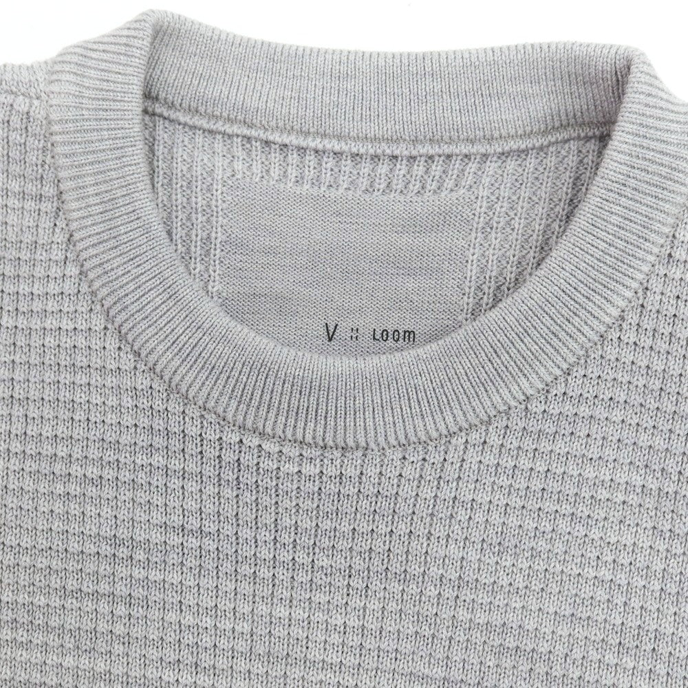 【新品】ヴィルーム V::loom コットン系 ワッフルリブ クルーネック 半袖 プルオーバーニット ライトグレー【サイズ表記なし（L位）】【 状態ランクN 】【 メンズ 】