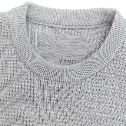 【新品】ヴィルーム V::loom コットン系 ワッフルリブ クルーネック 半袖 プルオーバーニット ライトグレー【サイズ表記なし（L位）】【 状態ランクN 】【 メンズ 】