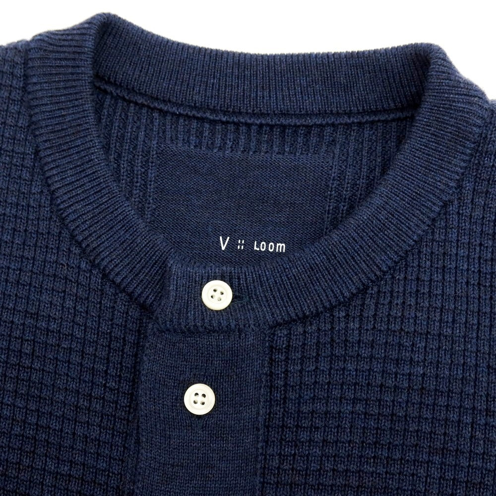 【新品】ヴィルーム V::loom コットン系 ワッフルリブ ヘンリーネック 半袖 プルオーバーニット ネイビー【サイズ表記なし（L位）】【 状態ランクN 】【 メンズ 】