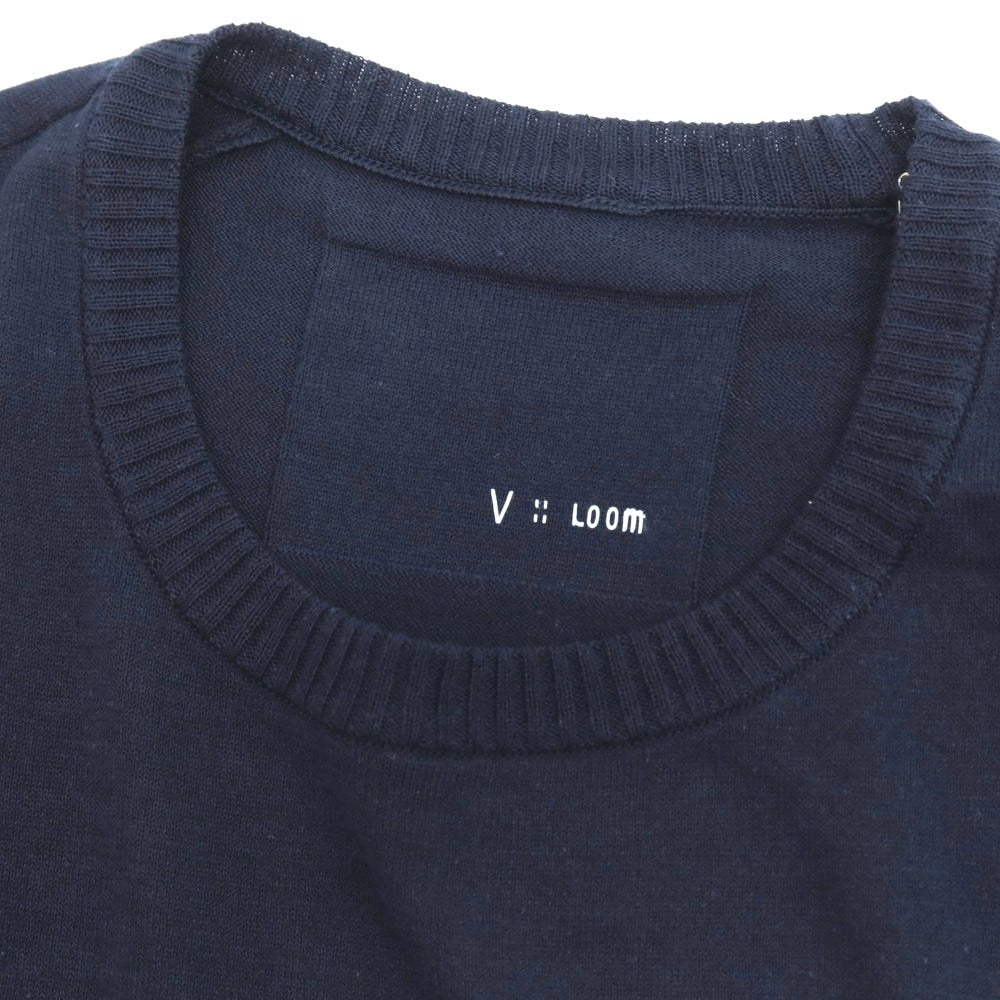 【新品】ヴィルーム V::loom ハイゲージ コットン系 クルーネック 半袖 プルオーバーニット ネイビー【サイズ表記なし（L位）】【 状態ランクN 】【 メンズ 】