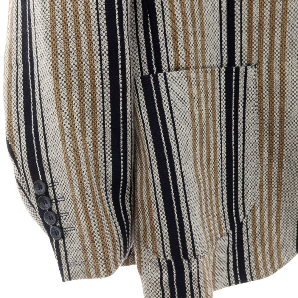 【中古】エクシビット EXIBIT コットンリネン ストライプ 2B カジュアルジャケット グレーxブラック【サイズ46】【 状態ランクC 】【 メンズ 】