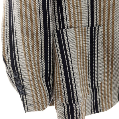 【中古】エクシビット EXIBIT コットンリネン ストライプ 2B カジュアルジャケット グレーxブラック【サイズ46】【 状態ランクC 】【 メンズ 】