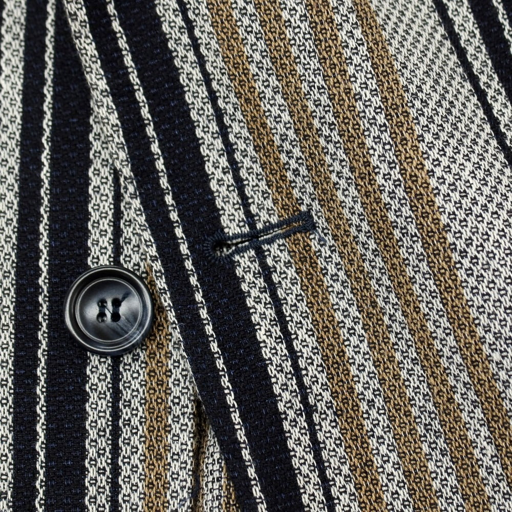 【中古】エクシビット EXIBIT コットンリネン ストライプ 2B カジュアルジャケット グレーxブラック【サイズ46】【 状態ランクC 】【 メンズ 】