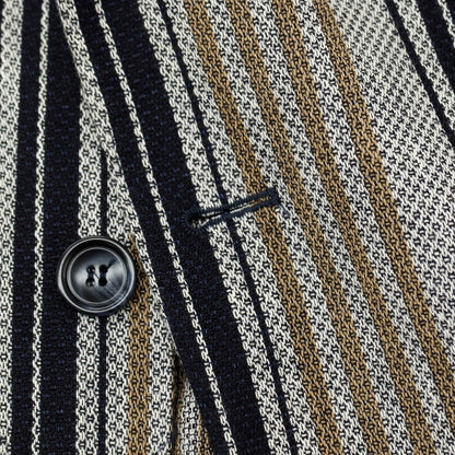 【中古】エクシビット EXIBIT コットンリネン ストライプ 2B カジュアルジャケット グレーxブラック【サイズ46】【 状態ランクC 】【 メンズ 】