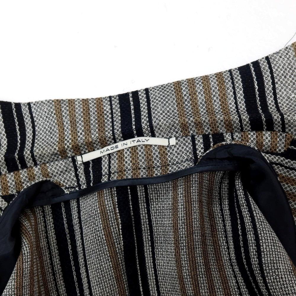 【中古】エクシビット EXIBIT コットンリネン ストライプ 2B カジュアルジャケット グレーxブラック【サイズ46】【 状態ランクC 】【 メンズ 】