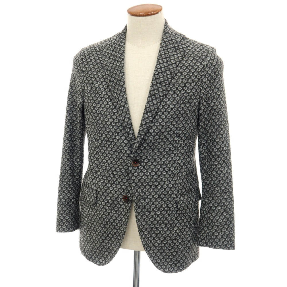 【中古】マニュエル リッツ MANUEL RITZ アクリルウールポリエステル 2B カジュアルジャケット ブラックxグレー【サイズ46】【 状態ランクB 】【 メンズ 】