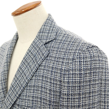 【SALE30%OFF/返品不可】【中古】フランコ プリンツィバリー FRANCO PRINZIVALLI ウールコットンナイロン チェック 3B テーラードジャケット ネイビー【 サイズ46 】【 状態ランクB 】【 メンズ 】