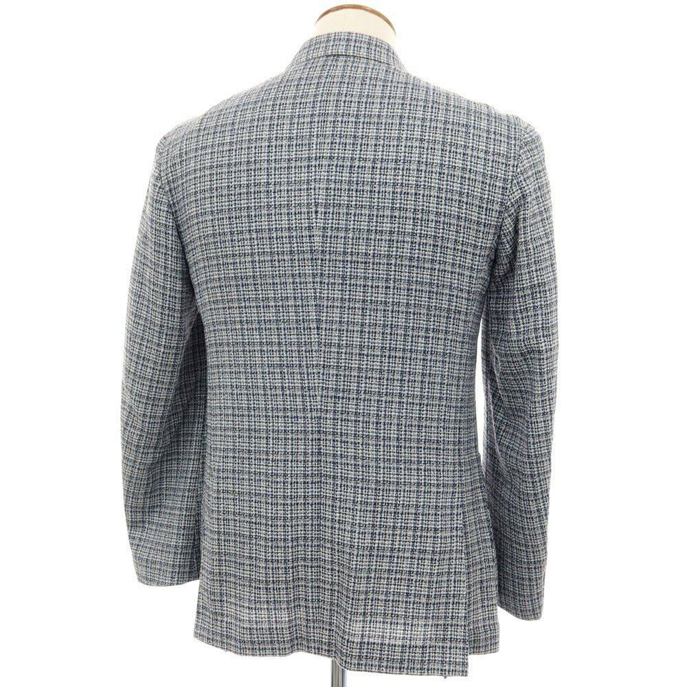 【SALE30%OFF/返品不可】【中古】フランコ プリンツィバリー FRANCO PRINZIVALLI ウールコットンナイロン チェック 3B テーラードジャケット ネイビー【 サイズ46 】【 状態ランクB 】【 メンズ 】