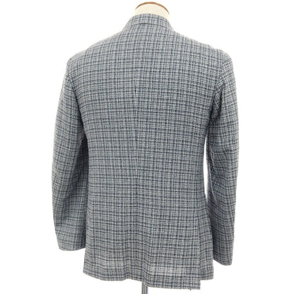 【SALE30%OFF/返品不可】【中古】フランコ プリンツィバリー FRANCO PRINZIVALLI ウールコットンナイロン チェック 3B テーラードジャケット ネイビー【 サイズ46 】【 状態ランクB 】【 メンズ 】