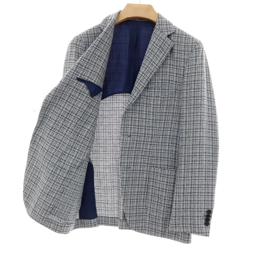 【SALE30%OFF/返品不可】【中古】フランコ プリンツィバリー FRANCO PRINZIVALLI ウールコットンナイロン チェック 3B テーラードジャケット ネイビー【 サイズ46 】【 状態ランクB 】【 メンズ 】