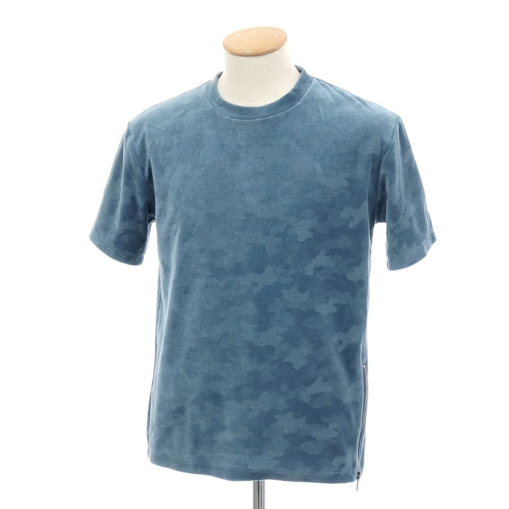 【中古】ジュンハシモト junhashimoto コットンポリエステル パイル カモフラ クルーネック 半袖Ｔシャツ ブルー【サイズ2】【 状態ランクC 】【 メンズ 】