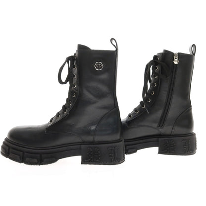 【中古】フィリッププレイン PHILIPP PLEIN レザー ブーツ ブラック【サイズ43】【 状態ランクC 】【 メンズ 】