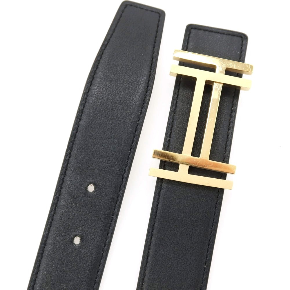 【中古】エルメス HERMES H・オ・カレ T刻印 リバーシブル レザー ベルト ブラック【サイズ85】【 状態ランクB 】【 ユニセックス 】