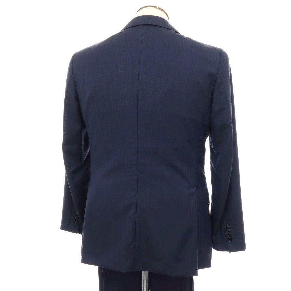【中古】ベルベスト Belvest ウール ヘリンボーン 3つボタンスーツ ネイビー【サイズ50】【 状態ランクB 】【 メンズ 】