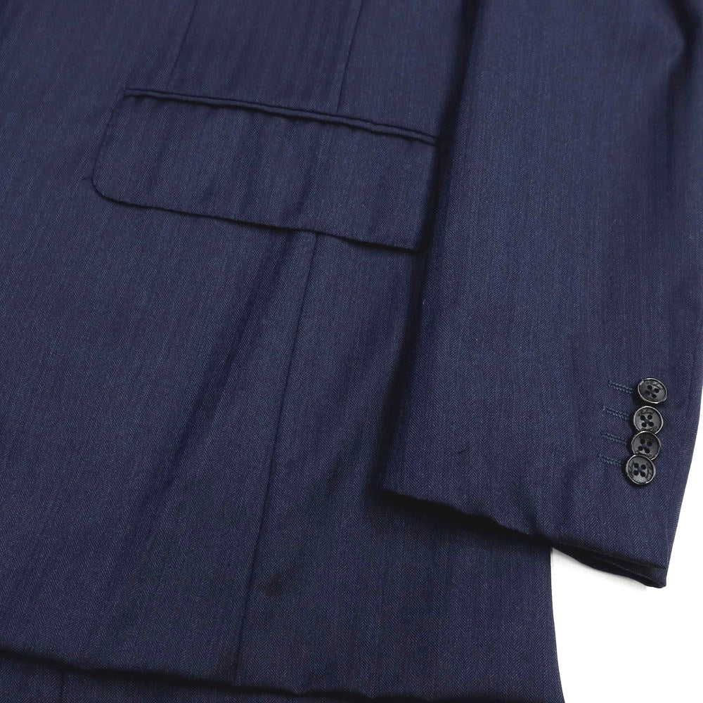 【中古】ベルベスト Belvest ウール ヘリンボーン 3つボタンスーツ ネイビー【サイズ50】【 状態ランクB 】【 メンズ 】