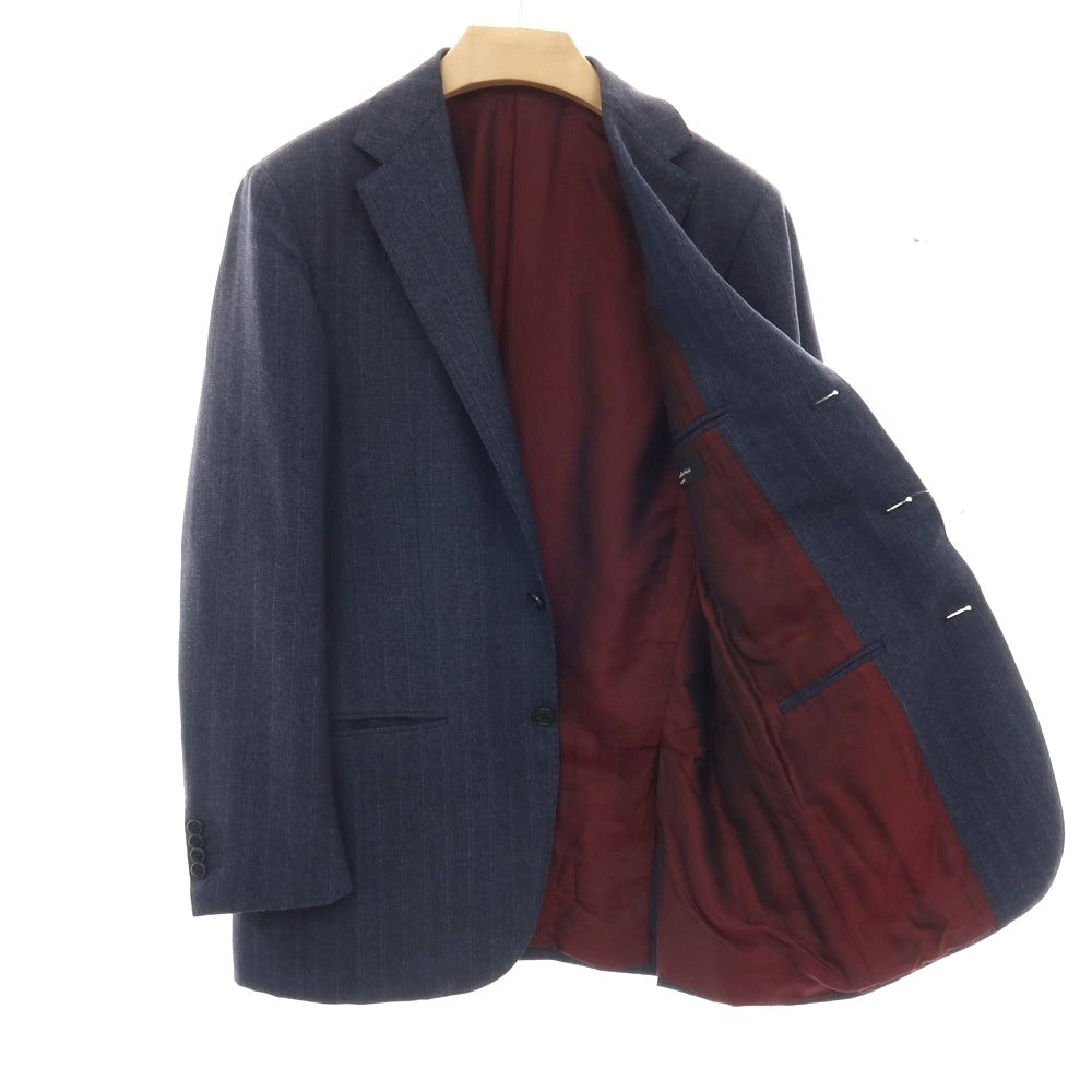 【中古】サルトリオ Sartorio ウール ストライプ 3つボタンスーツ ネイビー【サイズ48】【 状態ランクD 】【 メンズ 】
