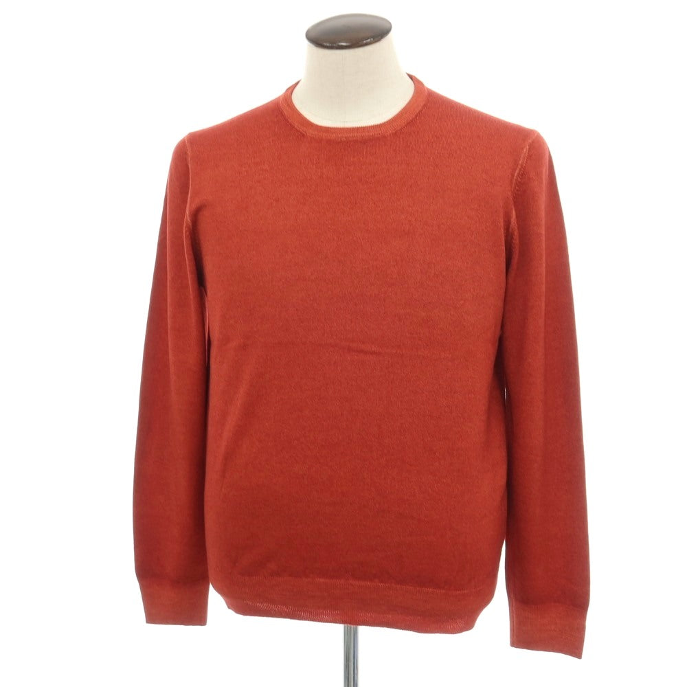 【中古】グランサッソ GRAN SASSO ウール クルーネック プルオーバーニット テラコッタ【サイズ52】【 状態ランクA 】【 メンズ 】