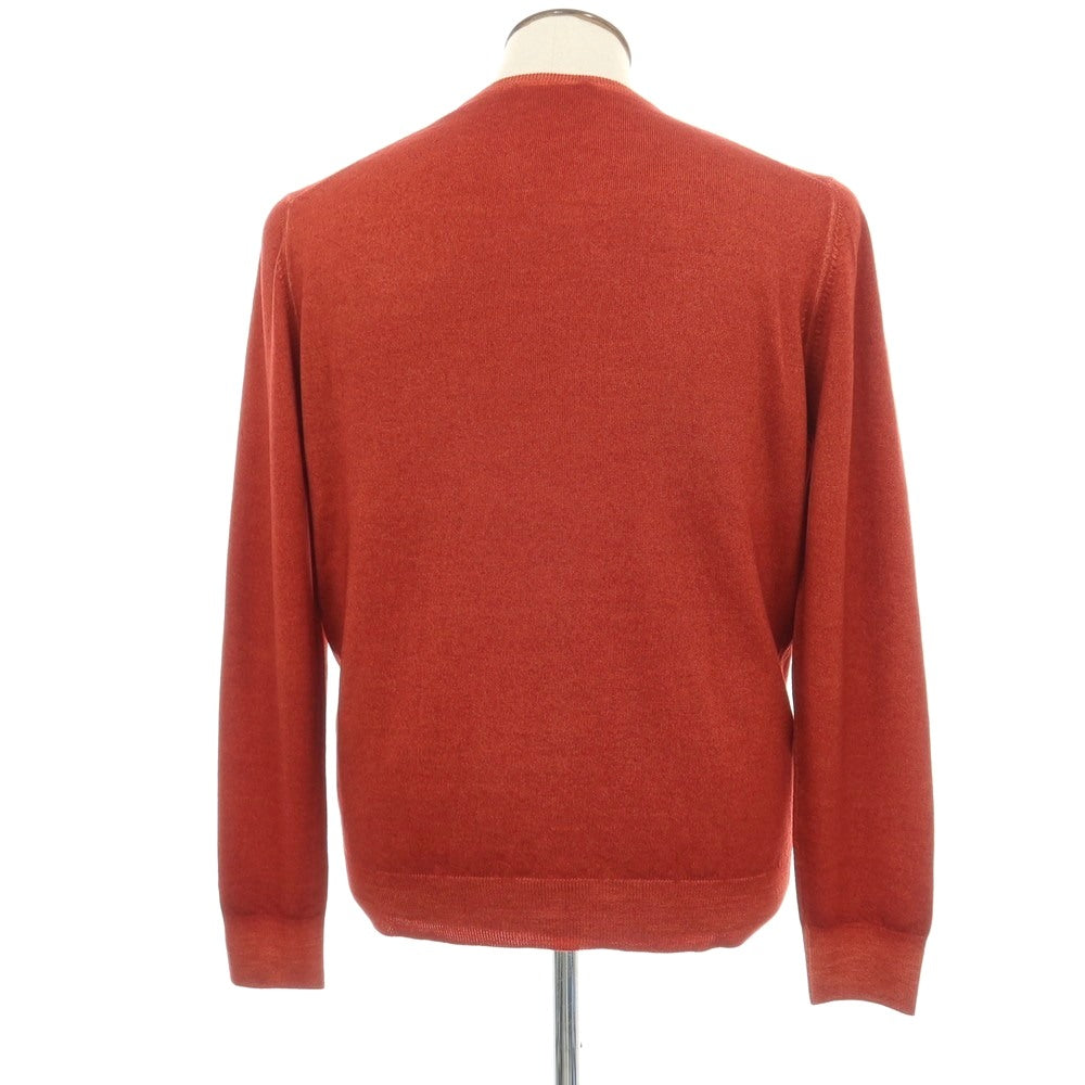【中古】グランサッソ GRAN SASSO ウール クルーネック プルオーバーニット テラコッタ【サイズ52】【 状態ランクA 】【 メンズ 】