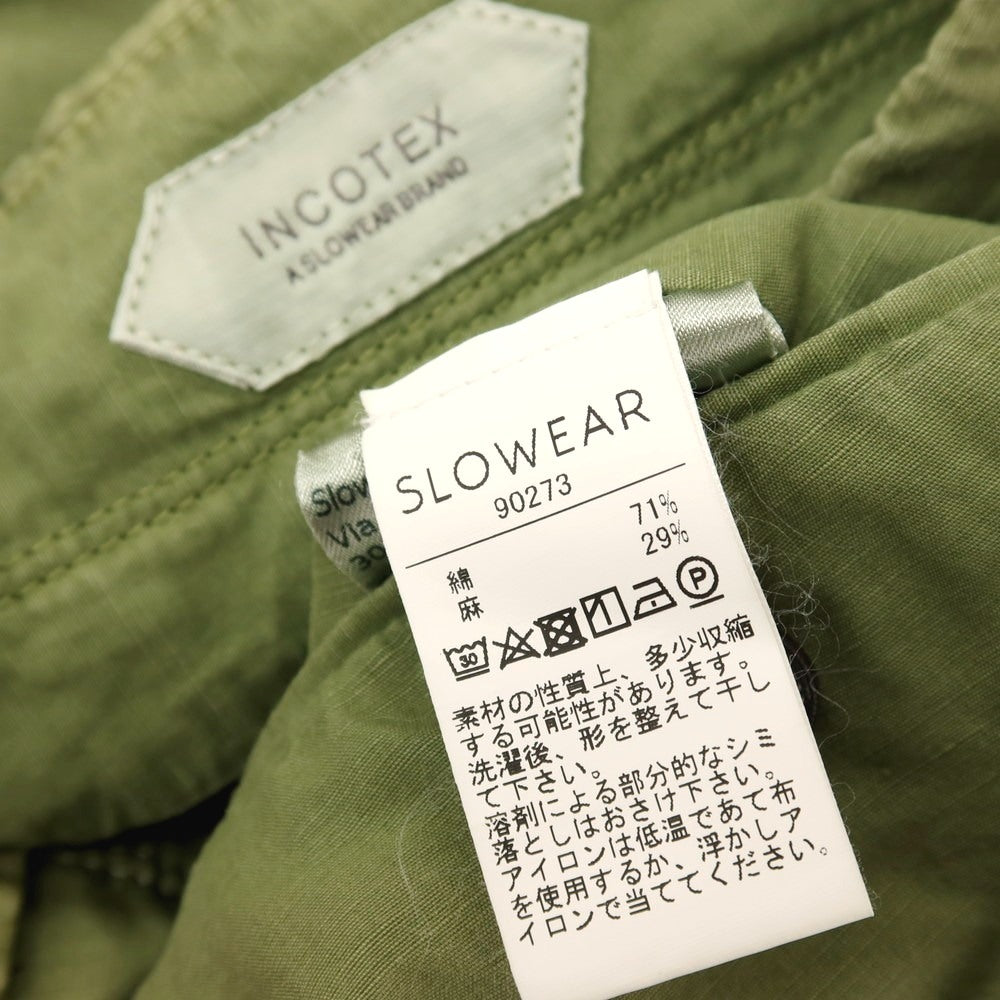 【中古】インコテックス INCOTEX コットンリネン カジュアルスラックスパンツ ライトオリーブグリーン【サイズ50】【 状態ランクD 】【 メンズ 】