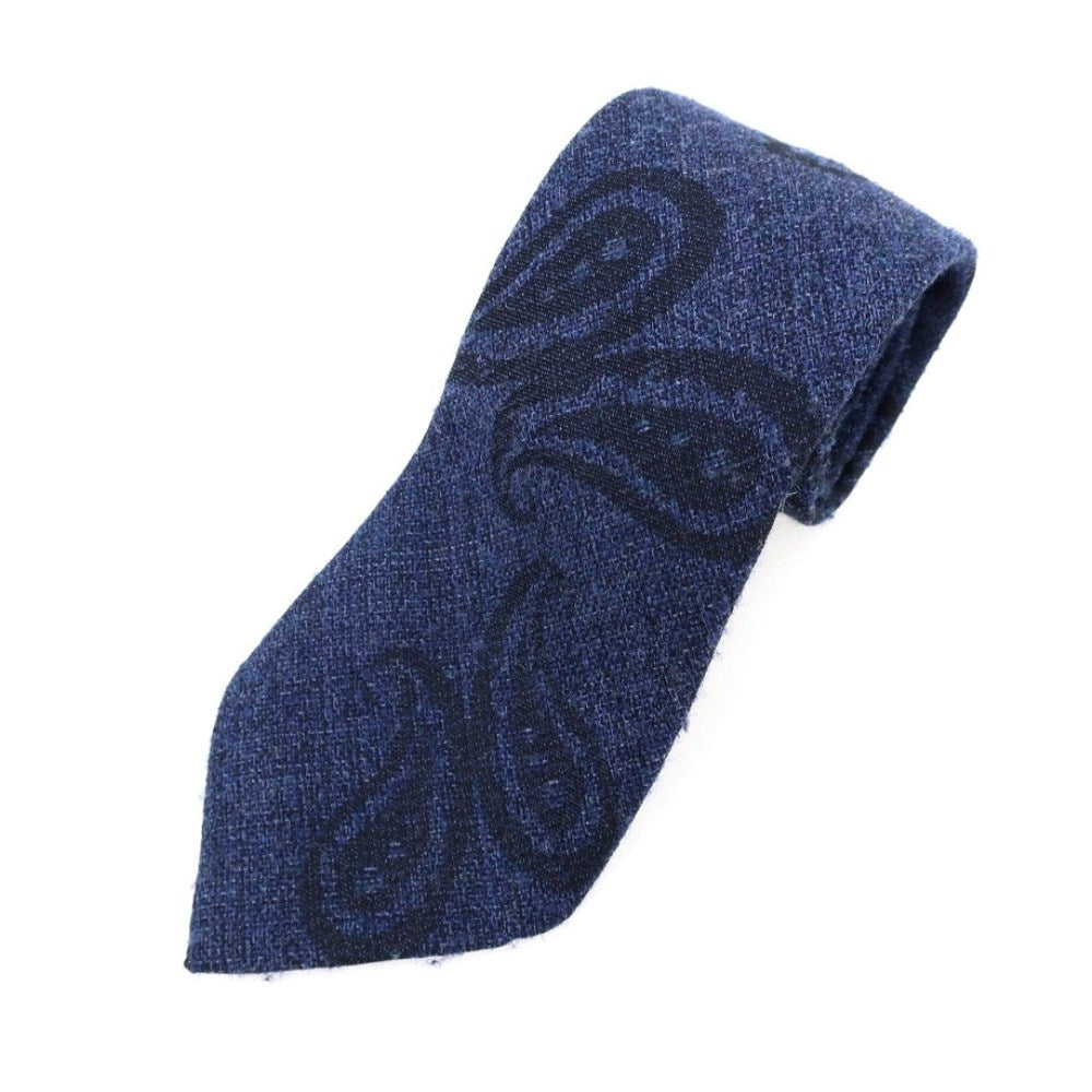 【中古】ビームスエフ BEAMS F シルクウールナイロン ペイズリー柄ネクタイ ネイビー【 状態ランクC 】【 メンズ 】