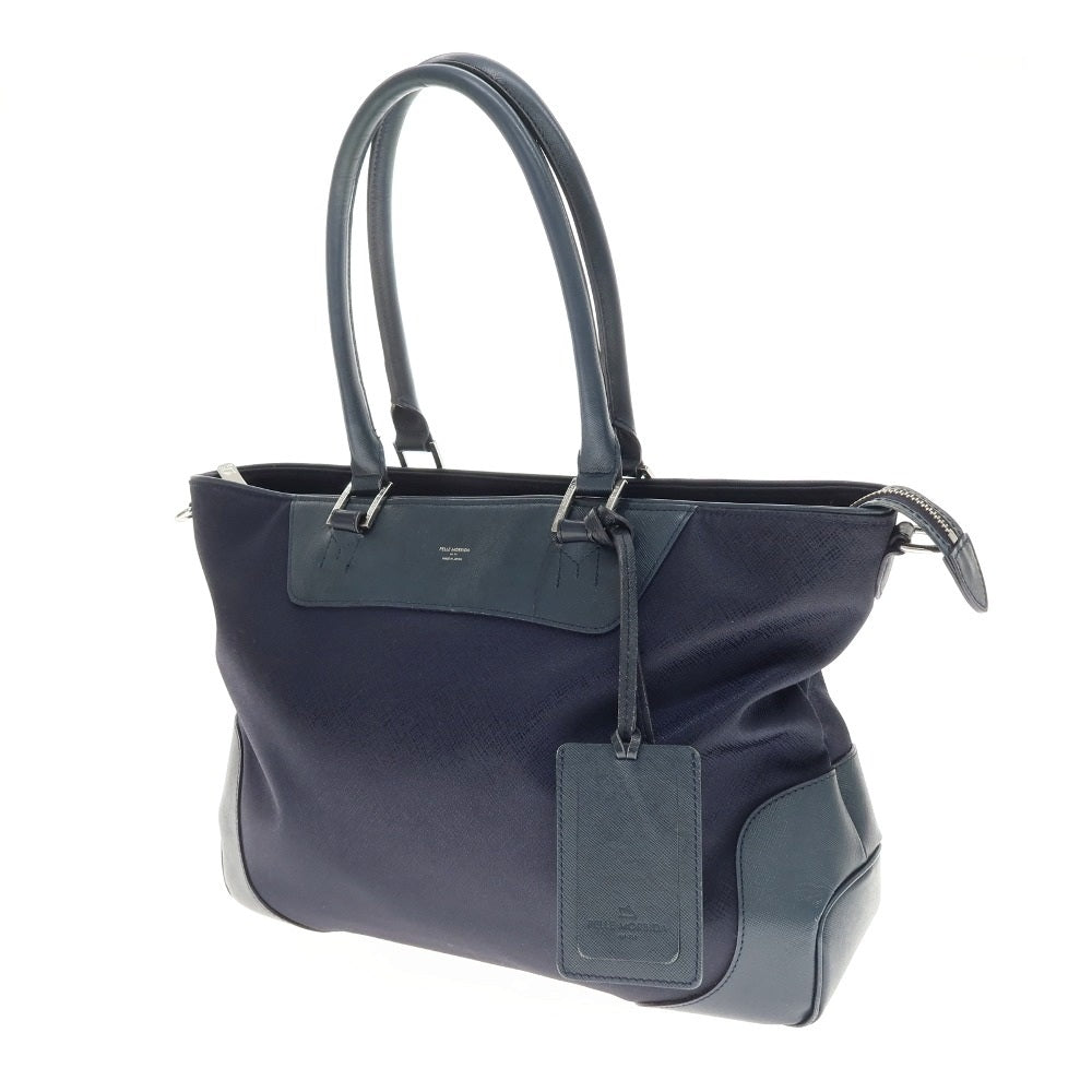 【中古】ペッレモルビダ PELLE MORBIDA ナイロン系 レザー 2way トートバッグ ネイビー【 状態ランクC 】【 メンズ 】