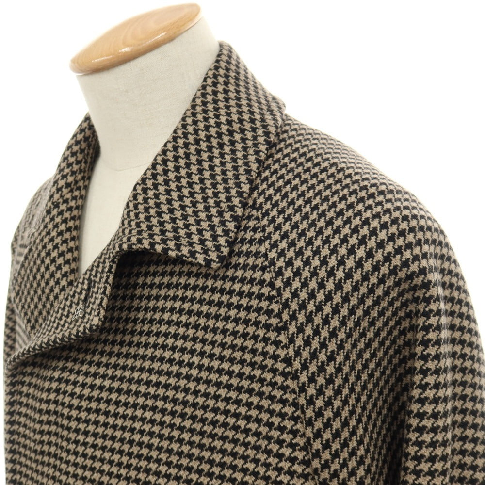 【中古】タリアトーレ TAGLIATORE ウール ハウンドトゥース ステンカラーコート ベージュxブラック【サイズ44】【 状態ランクA 】【 メンズ 】