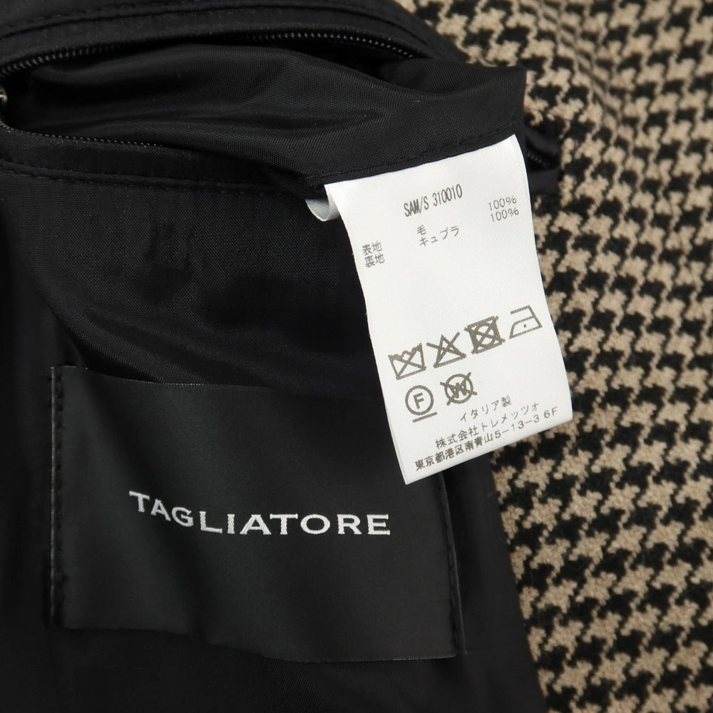 【中古】タリアトーレ TAGLIATORE ウール ハウンドトゥース ステンカラーコート ベージュxブラック【サイズ44】【 状態ランクA 】【 メンズ 】