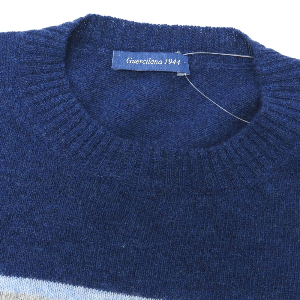 【中古】グエルチレーナ Guercilena ウール ボーダー クルーネック プルオーバーニット ブルーxグレー【サイズ48】【 状態ランクB 】【 メンズ 】