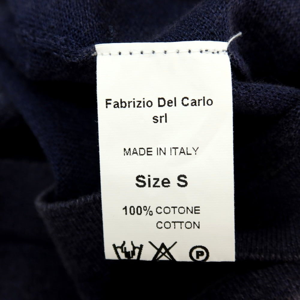 【中古】ファブリツィオ デル カルロ FABRIZIO DEL CARLO コットン Vネック 半袖 プルオーバーニット グレイッシュネイビー【サイズS】【 状態ランクB 】【 メンズ 】