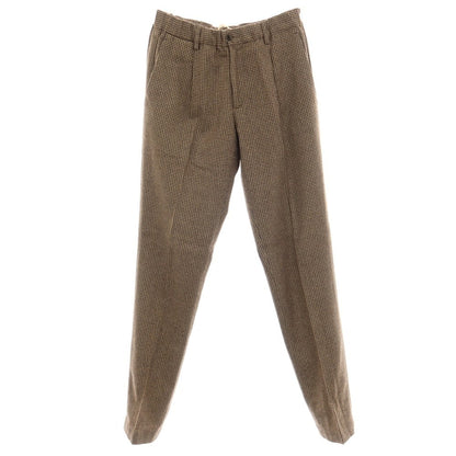 【中古】ブリリア1949 BRIGLIA 1949 BEAMS別注 ストレッチ ウールナイロンアクリル ハウンドトゥース イージースラックス パンツ ベージュxブラウン【サイズ42】【 状態ランクB 】【 メンズ 】