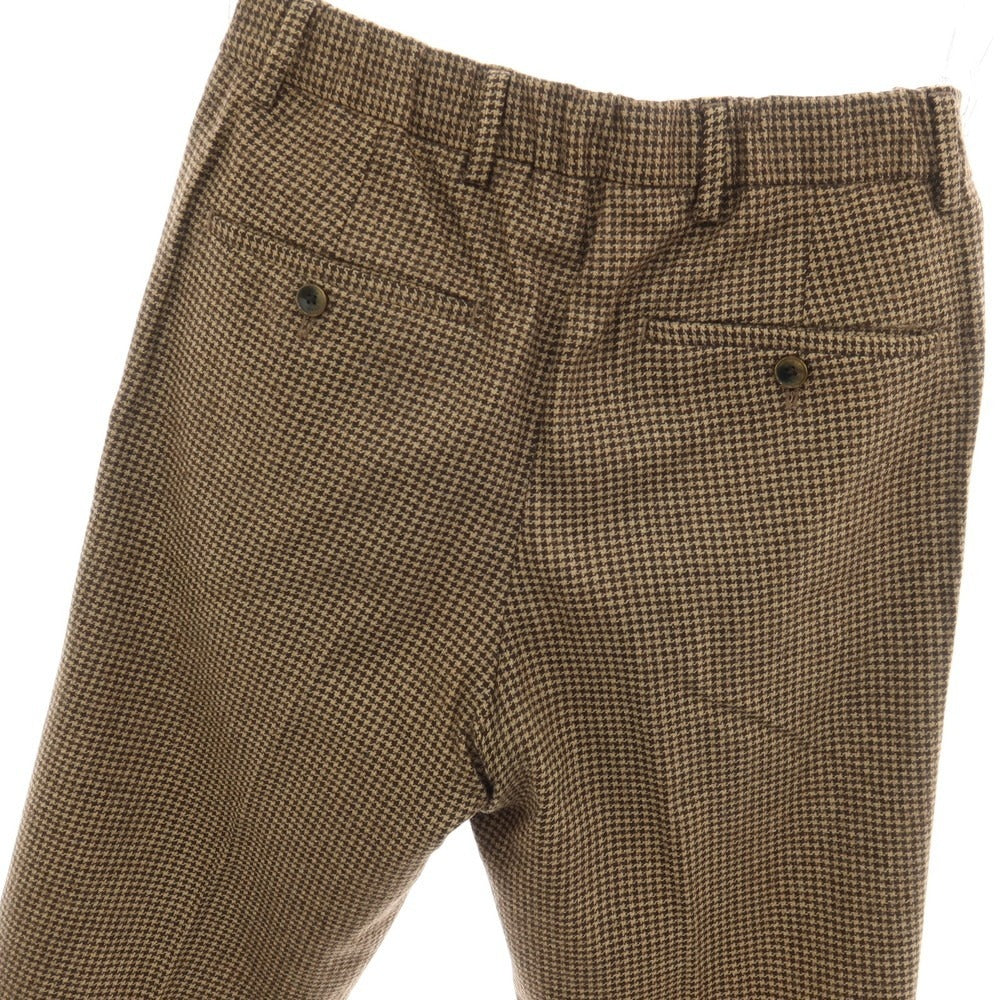 【中古】ブリリア1949 BRIGLIA 1949 BEAMS別注 ストレッチ ウールナイロンアクリル ハウンドトゥース イージースラックス パンツ ベージュxブラウン【サイズ42】【 状態ランクB 】【 メンズ 】