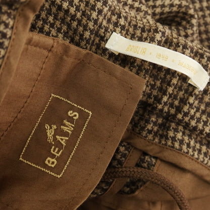 【中古】ブリリア1949 BRIGLIA 1949 BEAMS別注 ストレッチ ウールナイロンアクリル ハウンドトゥース イージースラックス パンツ ベージュxブラウン【サイズ42】【 状態ランクB 】【 メンズ 】