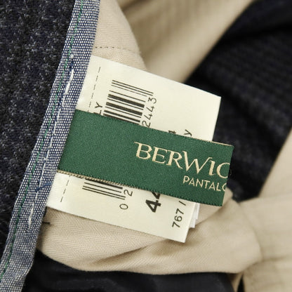 【中古】ベルウィッチ BERWICH ウール チェック イージースラックス パンツ ダークネイビーxブラック【サイズ44】【 状態ランクB 】【 メンズ 】
