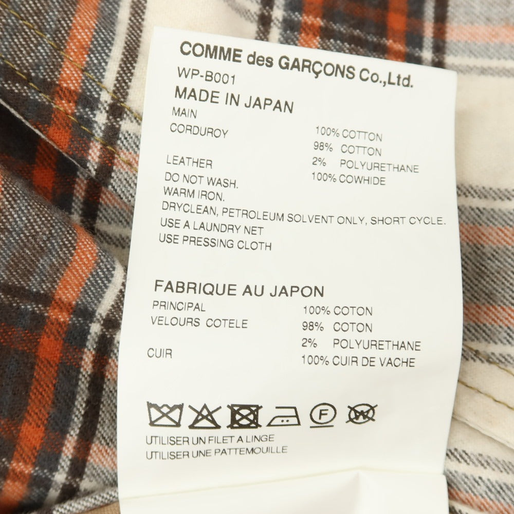 【中古】ジュンヤワタナベ マン JUNYA WATANABE MAN × FILSON 2025年秋冬 チェック コーデュロイ 切替 カジュアルシャツ ブラウンxホワイト【サイズXS】【 状態ランクB 】【 メンズ 】