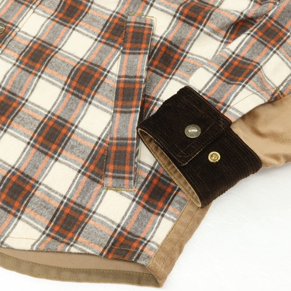 【中古】ジュンヤワタナベ マン JUNYA WATANABE MAN × FILSON 2025年秋冬 チェック コーデュロイ 切替 カジュアルシャツ ブラウンxホワイト【サイズXS】【 状態ランクB 】【 メンズ 】