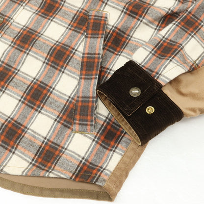 【中古】ジュンヤワタナベ マン JUNYA WATANABE MAN × FILSON 2025年秋冬 チェック コーデュロイ 切替 カジュアルシャツ ブラウンxホワイト【サイズXS】【 状態ランクB 】【 メンズ 】