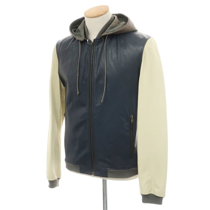 【中古】ケドゥヴァルミー QUAI DE VALMY ゴート レザーブルゾン ネイビー【サイズ46】【 状態ランクC 】【 メンズ 】