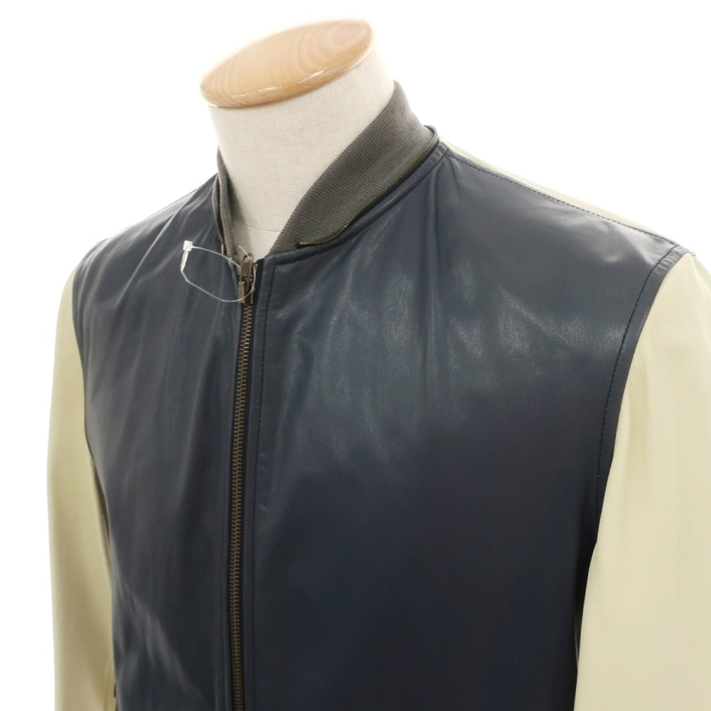 【中古】ケドゥヴァルミー QUAI DE VALMY ゴート レザーブルゾン ネイビー【サイズ46】【 状態ランクC 】【 メンズ 】