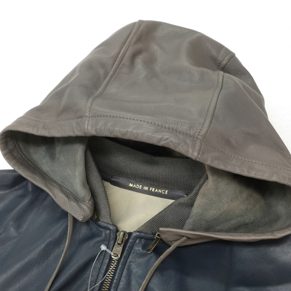 【中古】ケドゥヴァルミー QUAI DE VALMY ゴート レザーブルゾン ネイビー【サイズ46】【 状態ランクC 】【 メンズ 】