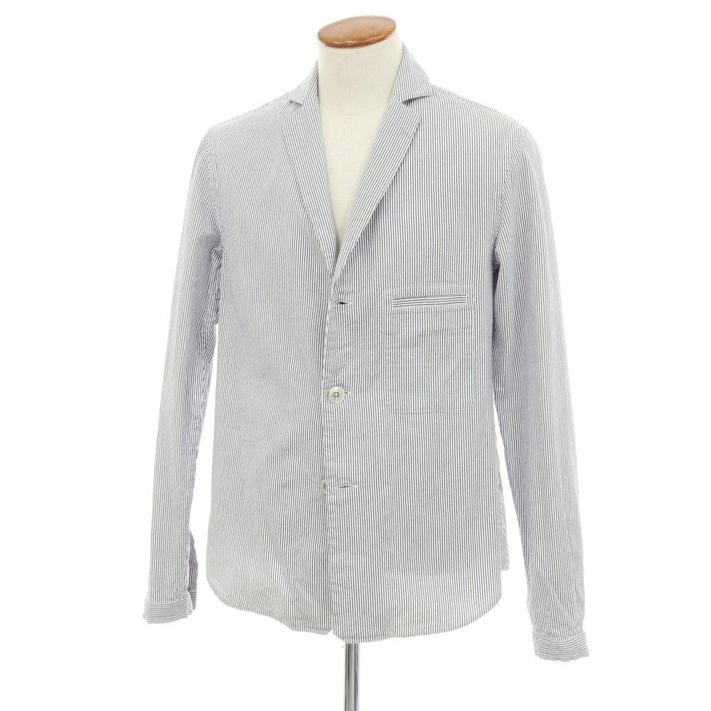 【中古】ラルディーニ LARDINI コットン ストライプ 3B カジュアルジャケット ホワイトxネイビー【サイズM】【 状態ランクB 】【 メンズ 】