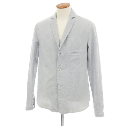 【中古】ラルディーニ LARDINI コットン ストライプ 3B カジュアルジャケット ホワイトxネイビー【サイズM】【 状態ランクB 】【 メンズ 】