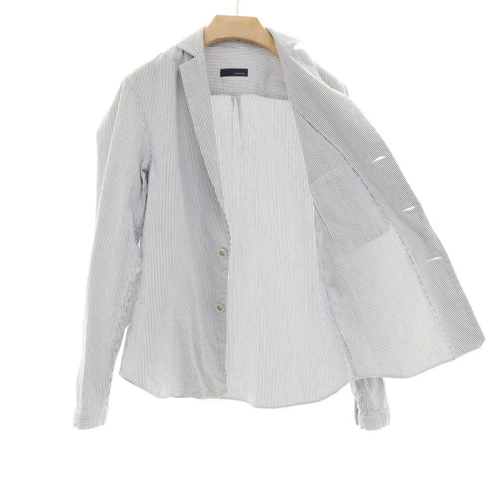 【中古】ラルディーニ LARDINI コットン ストライプ 3B カジュアルジャケット ホワイトxネイビー【サイズM】【 状態ランクB 】【 メンズ 】